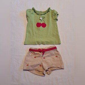 Gymboree girls size 2T Cherry Cute shirt & matching shorts, 2011, VGUC